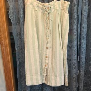 A New Day Green and White Striped Skirt